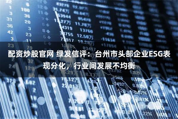 配资炒股官网 绿发信评：台州市头部企业ESG表现分化，行业间发展不均衡